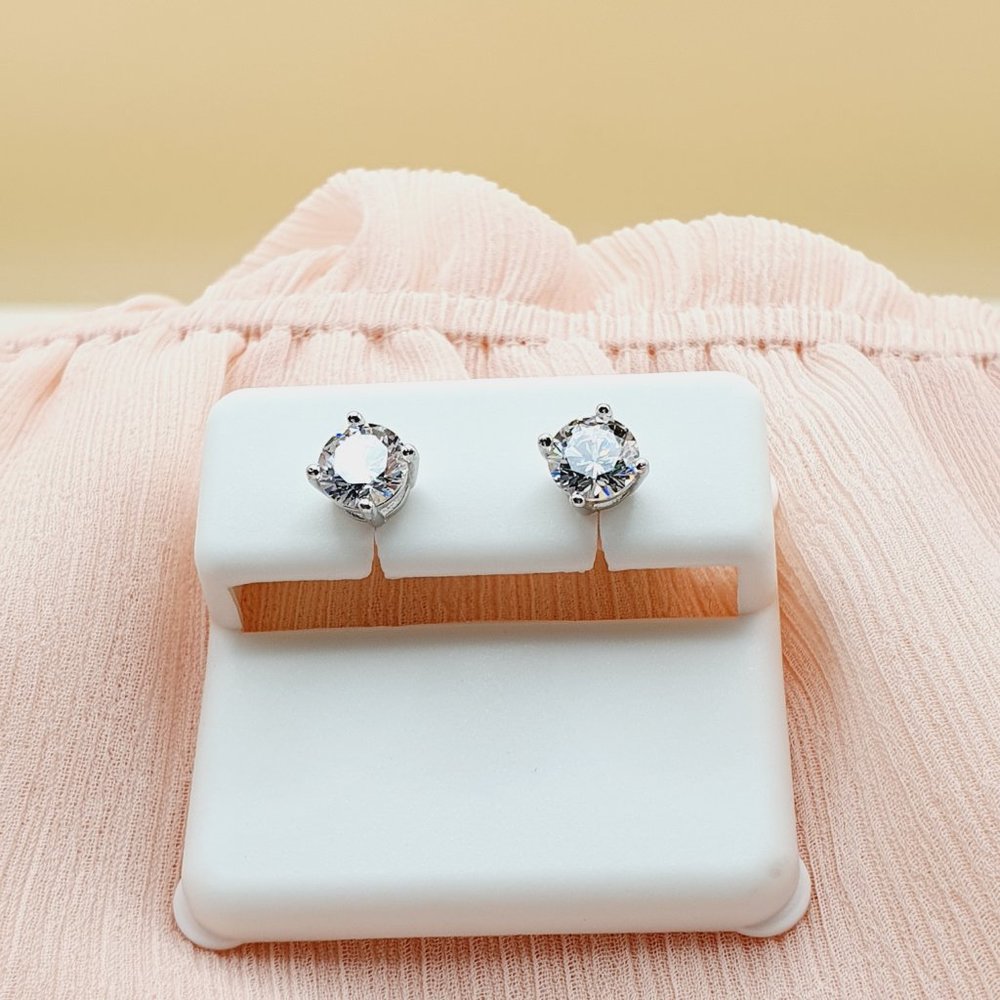 "6MM S925 Sterling Silver CZ Stud Earrings for Women/Girl, US19251015 - Picture 9 of 13